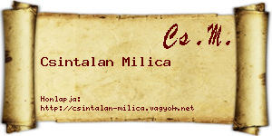 Csintalan Milica névjegykártya